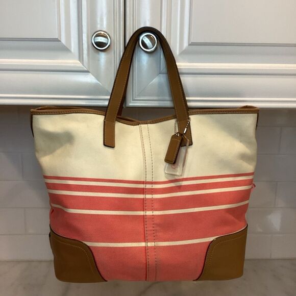 Coach Hadley Variegated Striped Convertible Duffle Satchel Tote - Picture 2 of 15